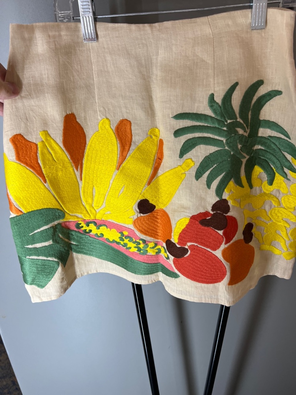 FARM Rio Cream Mini Skirt with Yellow, Green and Orange Fruit Embroidery - Picture 6 of 8